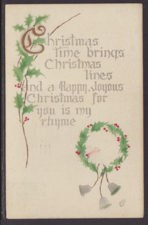 Christmas Time,Wreath,Bells Postcard