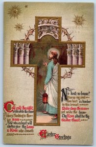 Davenport Iowa IA Postcard Easter Jesus With Lamp Holy Cross Embossed 1908