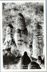 Carlsbad Caverns New Mexico RPPC - Twin Dome and Giant Stalagmite, Big Room