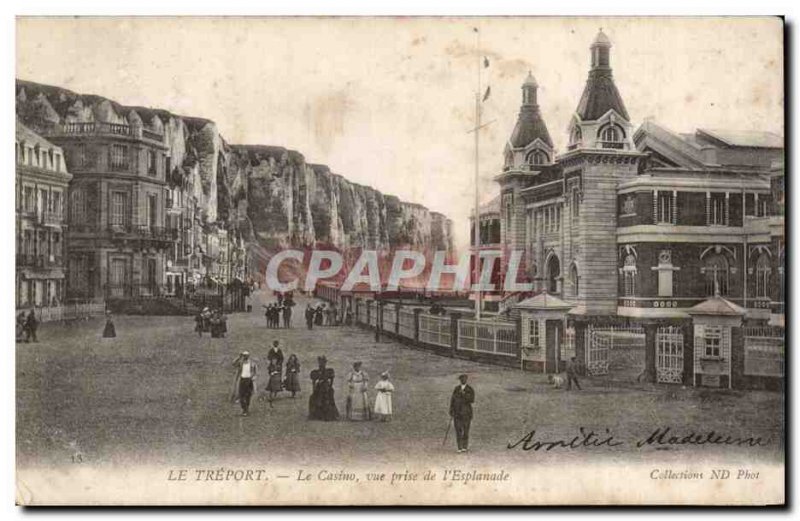 Old Postcard Treport Casino shooting the & # 39esplanade