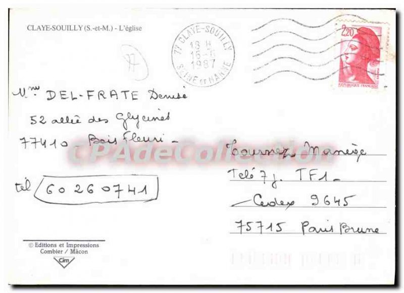 Postcard Modern Claye Souilly (S & M) The church