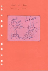 East Of Java Music Band FULLY Hand Signed Autograph Page