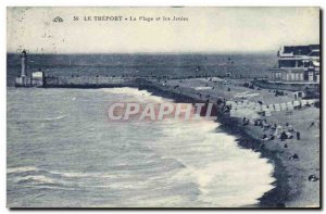Old Postcard The Treport Beach and jetties