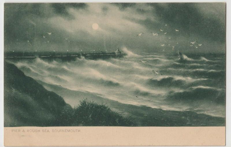 Dorset; Pier & Rough Sea, Bournemouth, No 1110 PPC By Tuck, Unposted, c 1910's 