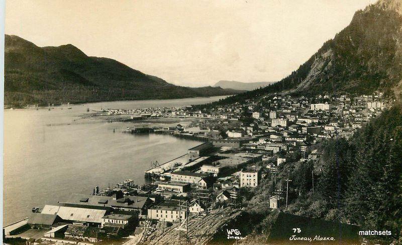 Aerial View Juneau Alaska RPPC Real photo postcard C-1920s 10889