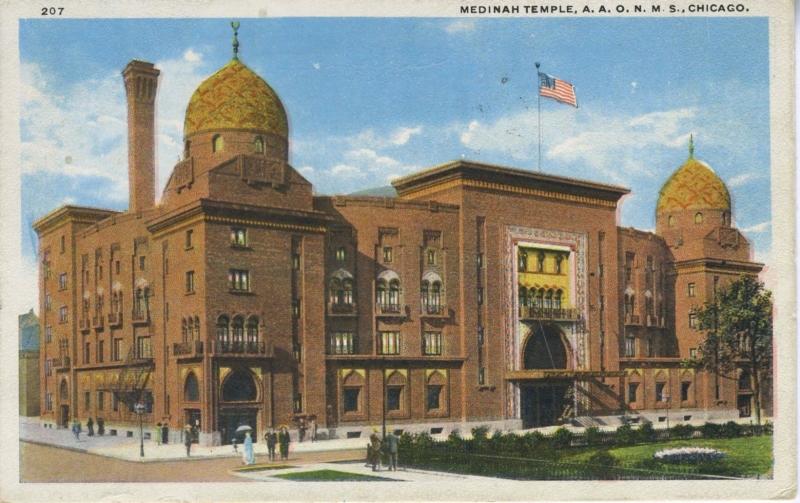 Medinah Temple ~ Chicago Illinois IL ~ Cass Street ~ Vintage c1924 Postcard 