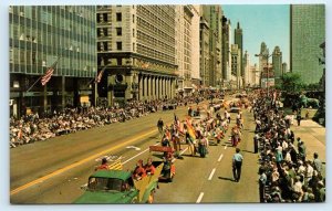 CHICAGO, IL Illinois ~ Michigan Ave Street Scene SHRINERS PARADE 1964  Postcard