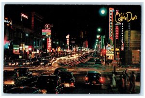 Hollywood Boulevard Cars Store Shops Scene At Night California CA Postcard