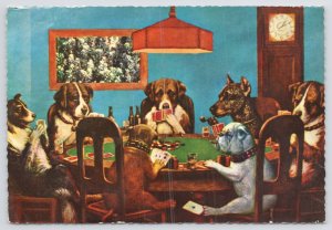 Only A Friend Needed~Dogs Playing Cards Painting~PM 1978~Continental Postcard