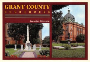 Lancaster, WI Wisconsin GRANT COUNTY COURT HOUSE~Civil War Monument 4X6 Postcard