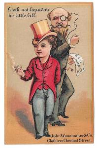 Victorian Trade Card John Wanamaker Clothier Philadelphia PA