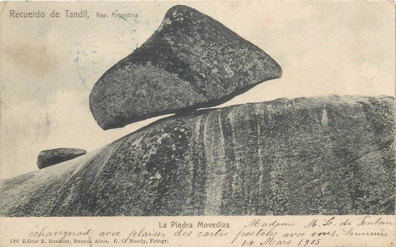 Argentina 1905 postcard Recuerdo de Tandil - La Piedra Movediza