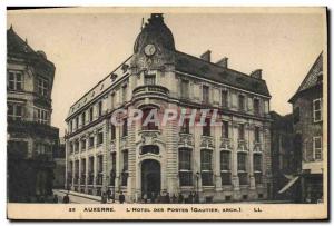 Carte Postale Ancienne Poste Auxerre L & # 39Hotel Post