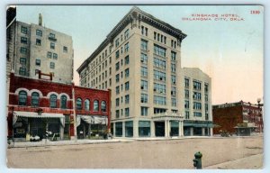 OKLAHOMA CITY, OK ~ Street Scene KINGKADE HOTEL 1915   Postcard