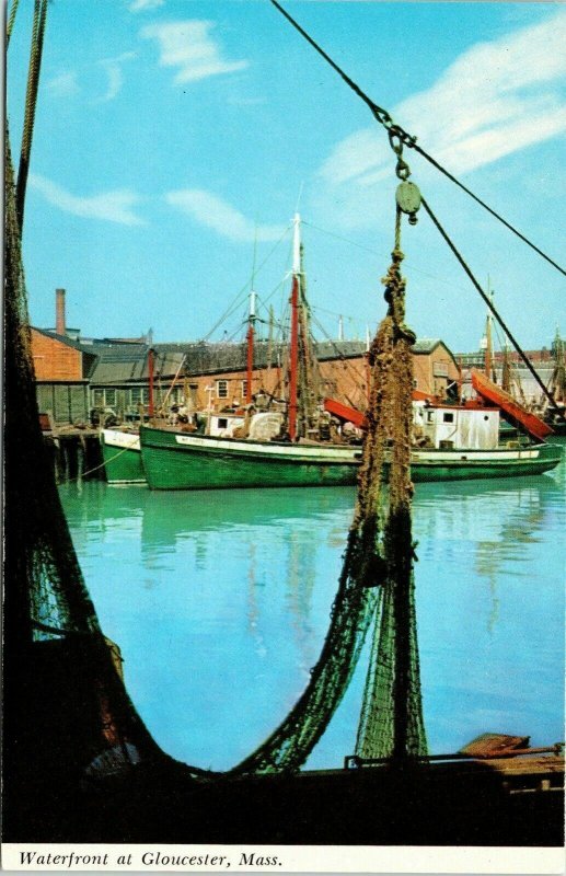 Waterfront Gloucester Massachusetts MA Cape Ann Fishing Fleet VTG Postcard UNP 