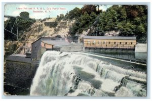 1910 Lower Fall And RR & L Co's Power House Rochester NY, Waterfalls Postcard