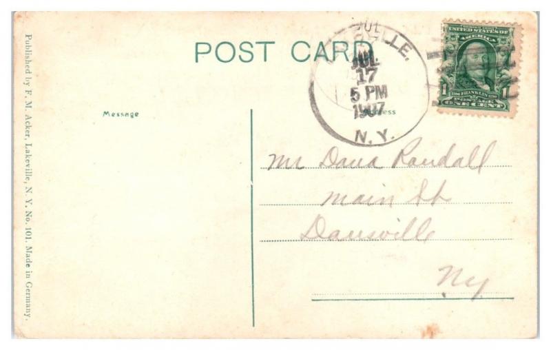 1907 Conesus Lake, NY Boats/Launches All Aboard for McPherson Point Postcard