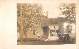 Historic Family Home Early Auto Real Photo Antique Postcard K7876509