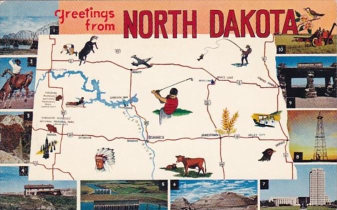 Greetings From North Dakota With Map