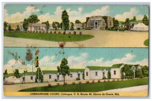 Havre De Grace Maryland Postcard Chesapeake Court Cottages 1950 Vintage Antique