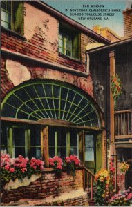 Fan Window in Governor Claiborne's Home New Orleans LA Postcard PC510