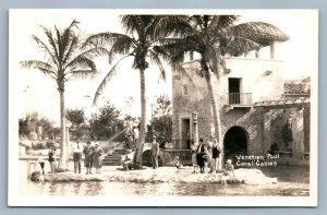 CORAL GABLES FL VENETIAN POOL VINTAGE REAL PHOTO POSTCARD RPPC