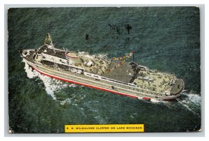 Vintage 1940's Advertising Postcard SS Milwaukee Clipper Lake Michigan Wisconsin