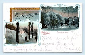 'Greetings From' MONTREAL winter scenes Dorchester & Drummond St Canada Postcard