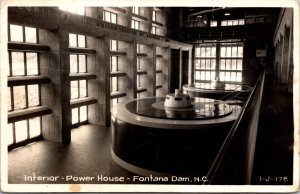 Real Photo Postcard Interior of Power House in Fontana Dam, North Carolina