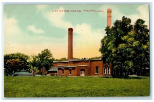 c1910 City Water Works Exterior Building Wichita Kansas Vintage Antique Postcard