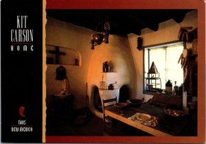 VINTAGE CONTINENTAL SIZE POSTCARD KIT CARSON HOUSE AT TAOS NEW MEXICO