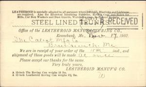 Leatheroid Mfg Co Kennebunk ME 1902 Postal Card