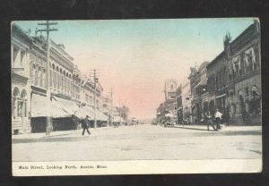 AUSTIN MINNESOTA DOWNTOWN MAIN STREET SCENE VINTAGE POSTCARD 1908