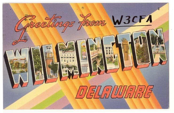 WILMINGTON, DE, Large Letter Linen postcard, 1956