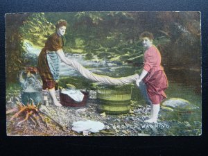 Scotland Washerwomen A SCOTCH LASSIE WASHING - Old Postcard by National Series