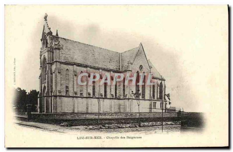 Old Postcard Luc Sur Mer Chapel Bathers