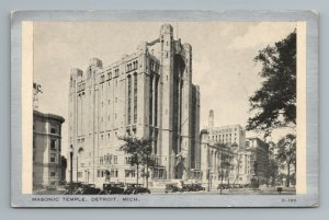 1920s 1930s Masonic Temple Detroit Michigan Mason Fraternal Postcard