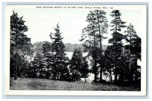 c1930's Free Bathing Beach At Silver Lake Eagle River Wisconsin WI Postcard 