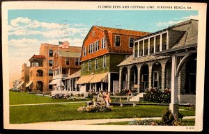 Vintage Postcard 1929 Flower Beds & Cottage Line, Virginia Beach, Virginia (VA)