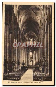 Old Postcard Bourges La Cathedrale La Grande Nef