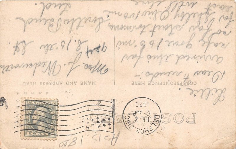 F47/ Delphos Ohio RPPC Postcard 1920 Homes Store Main St 