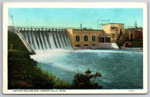 Fergus Falls Minnesota~Dayton Hollow Dam General View~American Art Vtg Postcard
