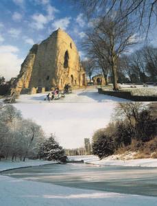 Knaresborough Castle Cycle Bicycles Struggling In Winter Snow Large 2x Postcard