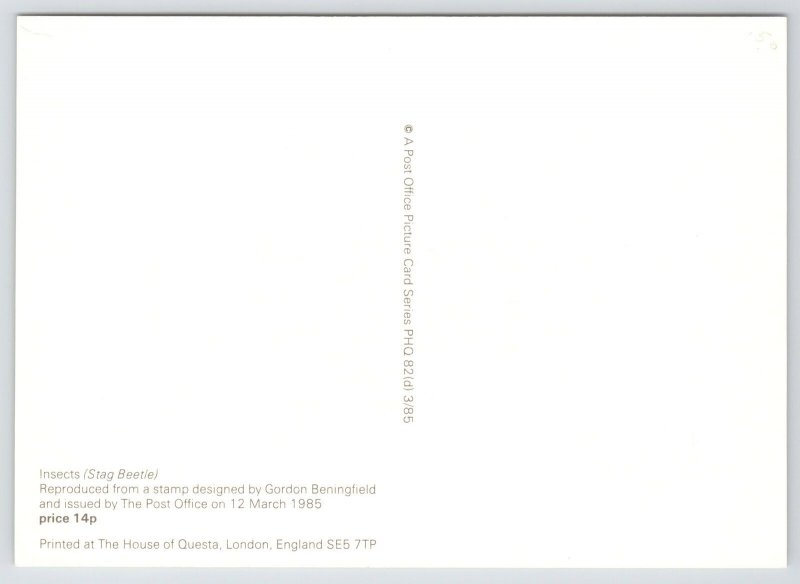 Animal~Stag Beetle-Gordon Beningfield~Stamp Design~Continental Postcard