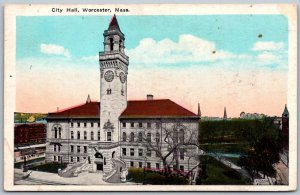 Worcester Massachusetts 1920s Postcard City Hall