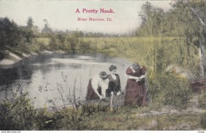 NAUVOO, Illinois, 1900-10s A Pretty Nook, ,Young ladies near pond