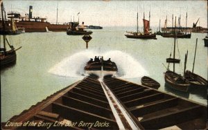 Barry South Wales Launch of Barry Life Boat c1910 Vintage Postcard