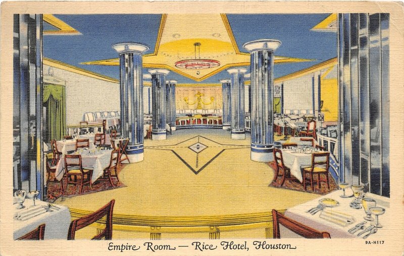 G22/ Houston Texas Postcard 1940 Linen Empire Room Rice Hotel