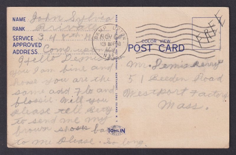 Postcard, United States, Camp Upton NY, Post Headquarters