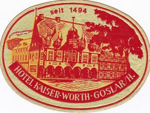 Germany Goslar Hotel Kaiser  Vintage Luggage Label sk2003